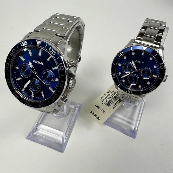Fossil His and Hers Multifunction Stainless Steel Watch Box Set BQM2828SET $380